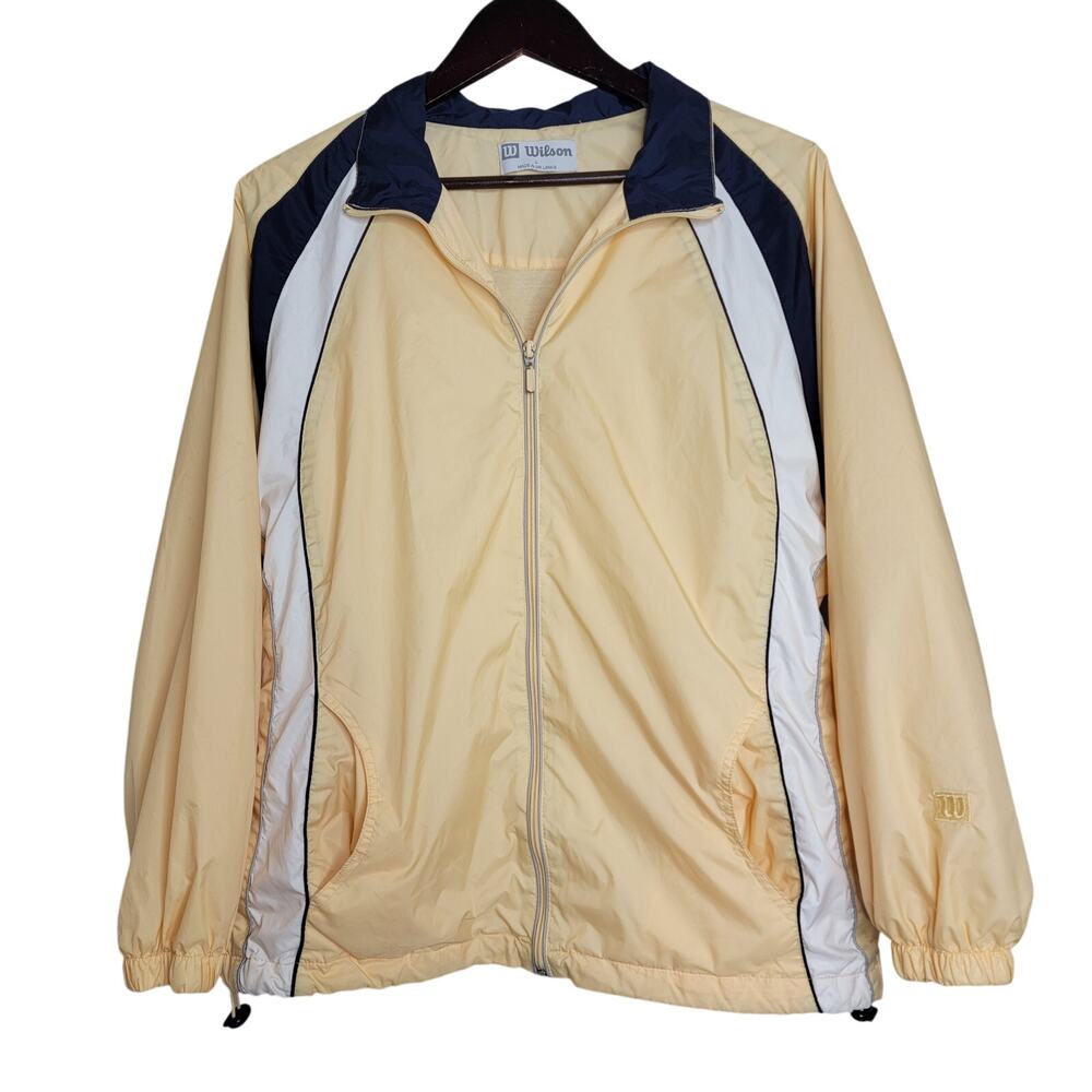 Vintage Wilson Windbreaker Jacket Mens L Yellow Full Zip 90s Colorblock